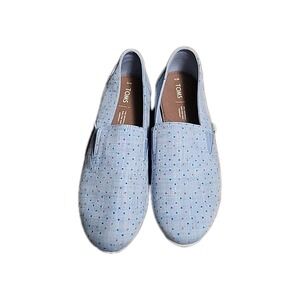 Toms Canvus Blue with Dots Women's Slip On Shoes Size 11‎